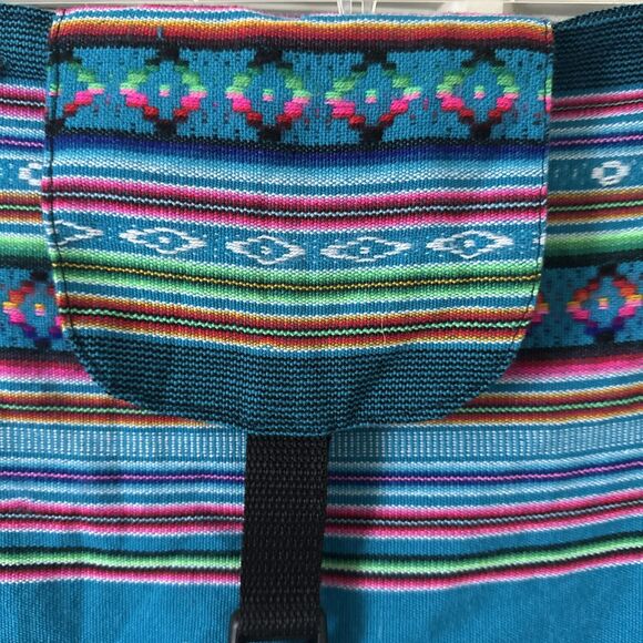 Large Backpack Tribal Striped Lightweight Drawstring Handmade Bag Beach Boho - Picture 2 of 11